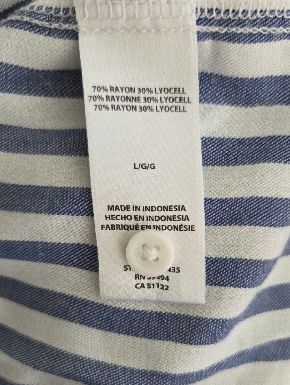 beachlunchlounge Navy & White Murphy Striped Shirt  Size L - Picture 9 of 9